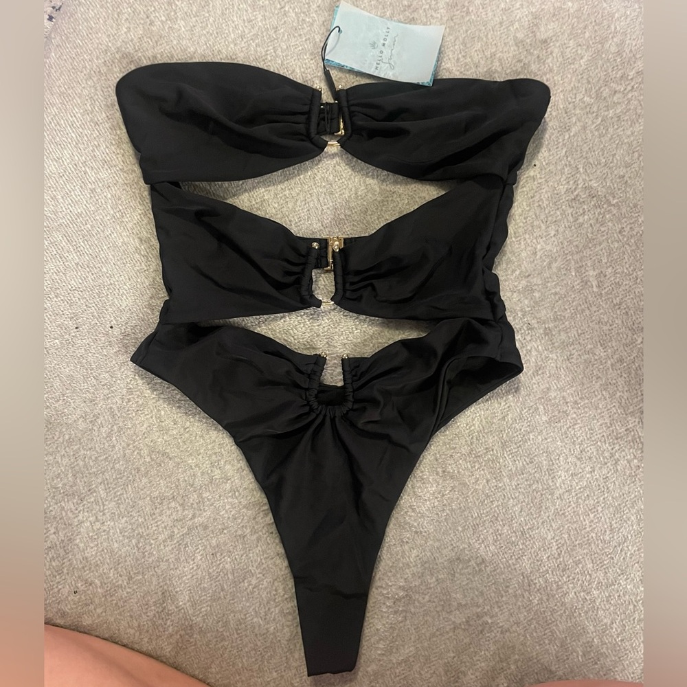 Black one piece swim suit